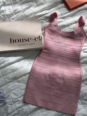 House of CB baby pink bandage mini dress